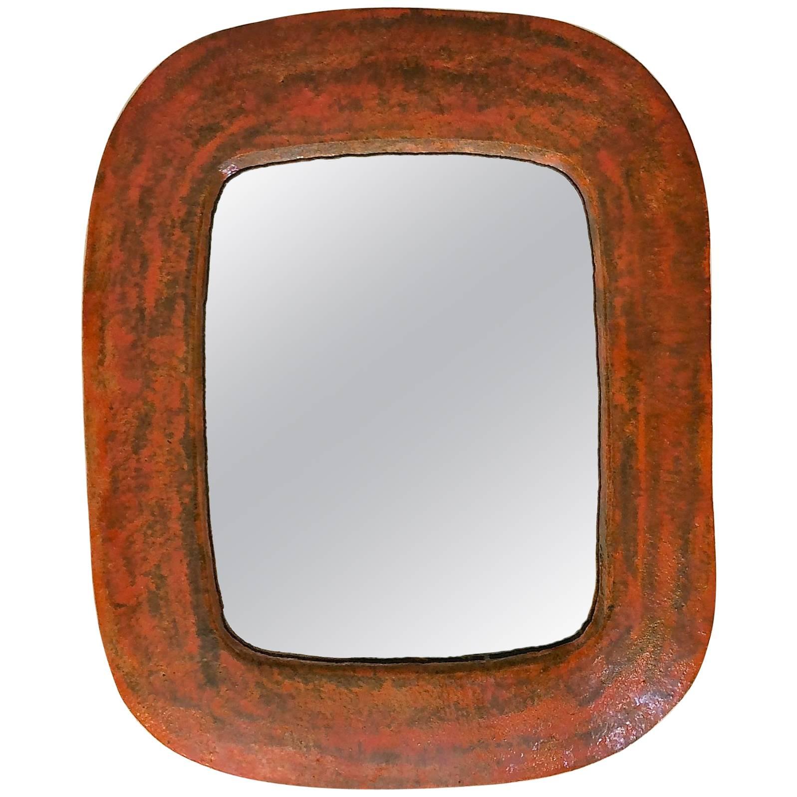 Ceramic Mirror, Juliette Derel Attributed, circa 1950, France