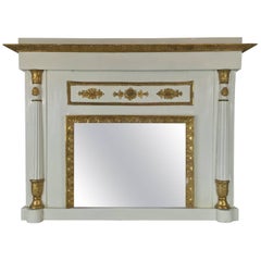 Early 19th Century Italian Neoclassical Mirror Ivory and Giltwood Overmantel 