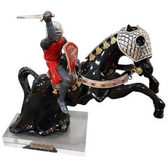 20th Century Made in Italy Sterling Silver Horse and Knight Armour