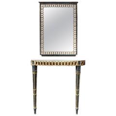Italian Palladio Parcel Paint and Gilt Demilune Console and Mirror 1