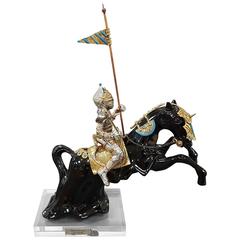 20th Century Made in Italy Sterling Silver Horse and Knight Armour