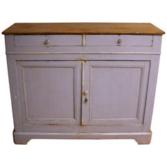 Soft Blue Two-Door, Two-Drawer English Buffet