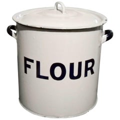 Antique English Enamel Flour Bin