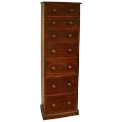 Antique Seven-Drawer Tall Thin Chest of Drawers