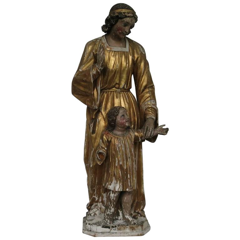 Carved and Gilded European Statue, 19th Century For Sale at 1stdibs