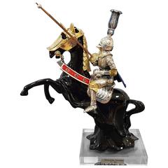 20th Century Made in Italy Sterling Silver Horse and Knight Armour