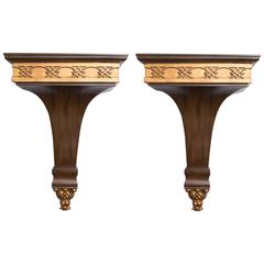 Pair of Rosewood Grain Painted and Gilt Composition Brackets