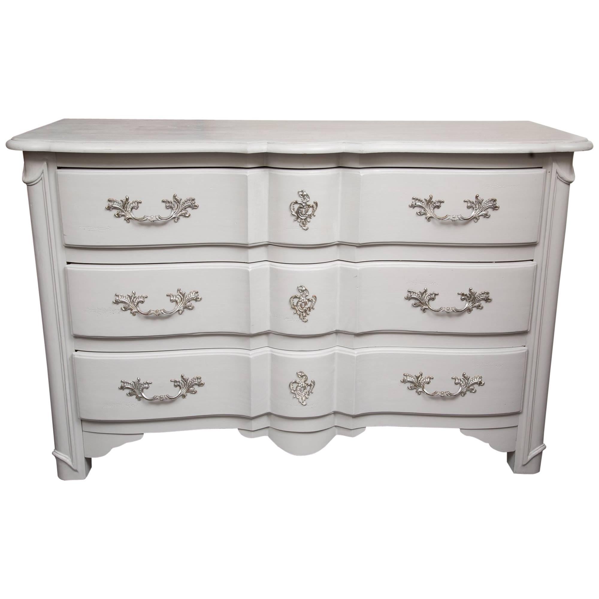 Gray Painted Block Front Chest of Drawers