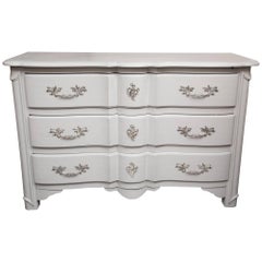 Vintage Gray Painted Block Front Chest of Drawers