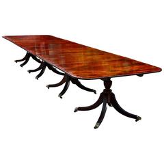 Regency Style Four Pedestal Solid Mahogany Dining Table with Figured Banding 1