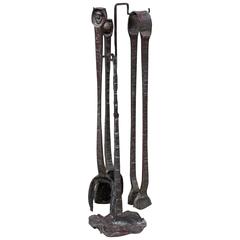 Brutalist Forged Iron Fireplace Toolset by Gianfranco Romagna, 1970 12