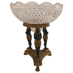 Egyptian Revival Cast Bronze and Cut Glass Centre Bowl 2