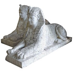 Pair of Cast Stone Sphinxes