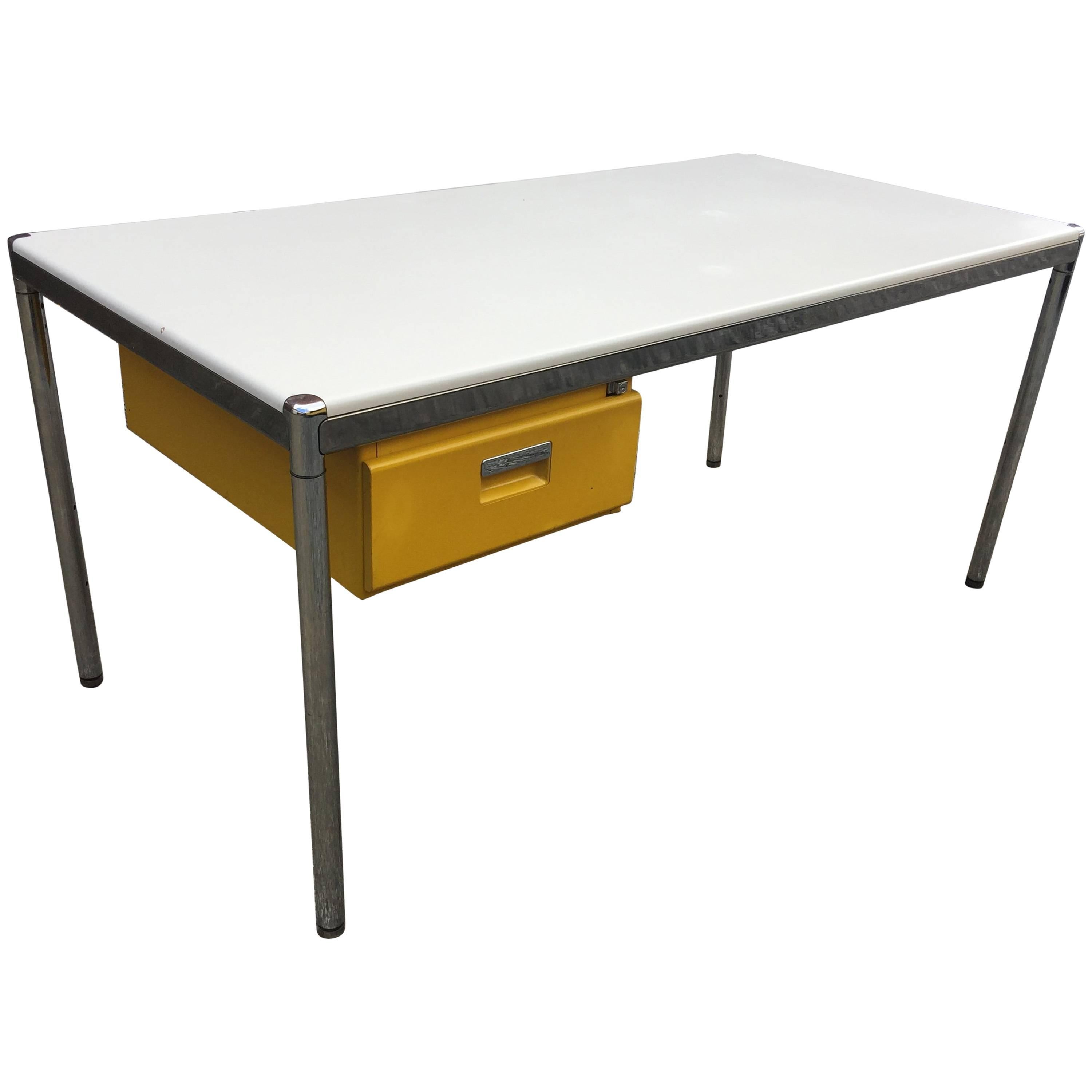 Strafor Desk in Chrome and Lacquered Metal, circa 1980