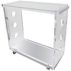 Rectangular Shaped Bespoke Bar Cart in Lucite and Mirror by Alexander Millen 5