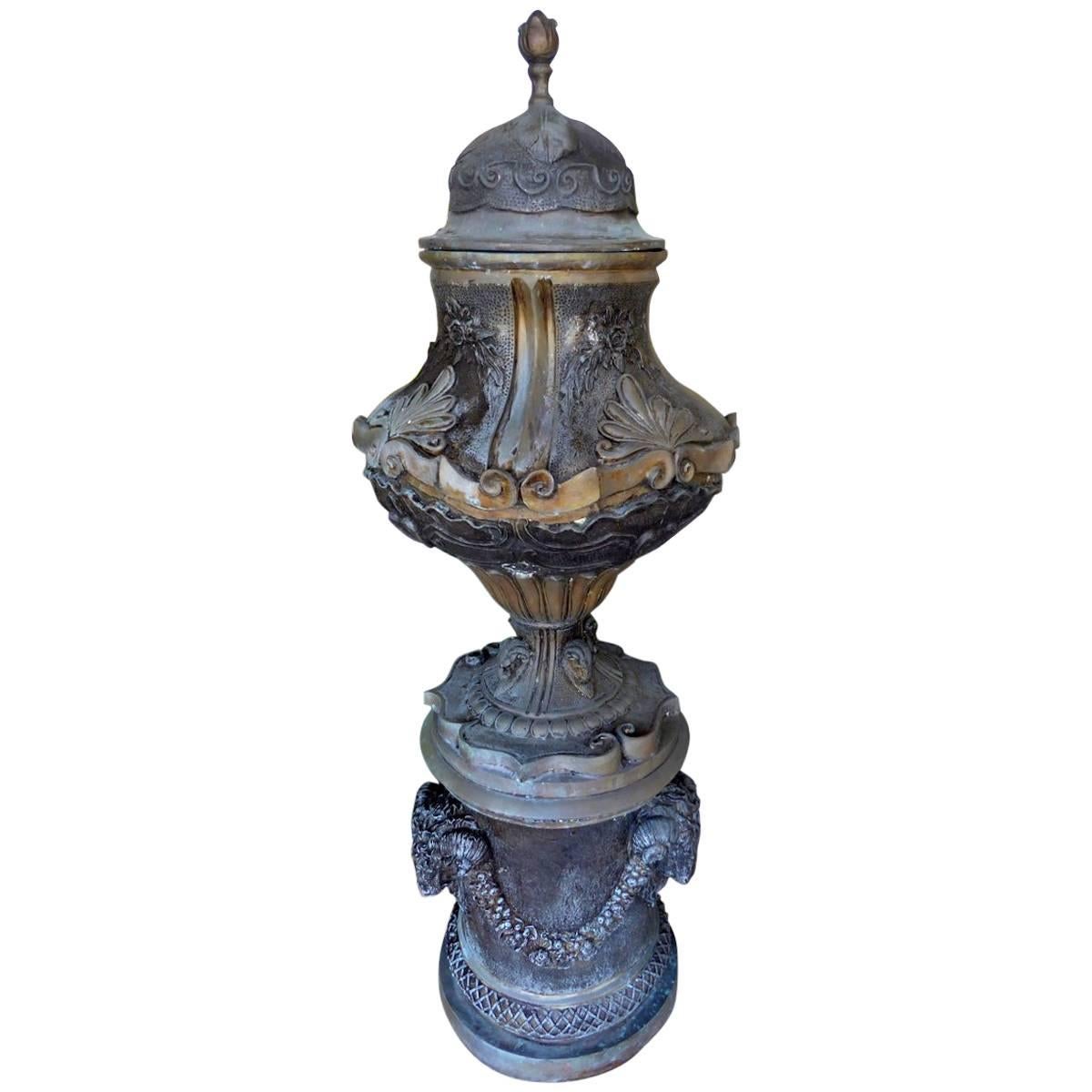 Monumental Bronze Garden Urn, Planter, or Jadiniere For Sale
