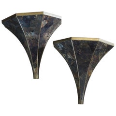 Pair of Maitland-Smith Faux Tortoiseshell Sconces