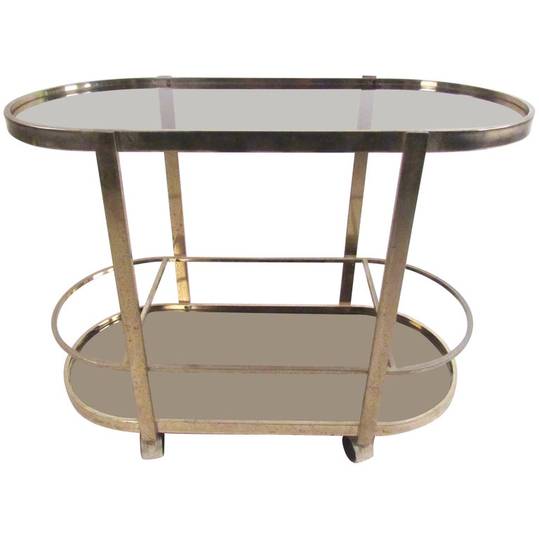 Vintage Modern Brass Bar Cart For Sale at 1stdibs
