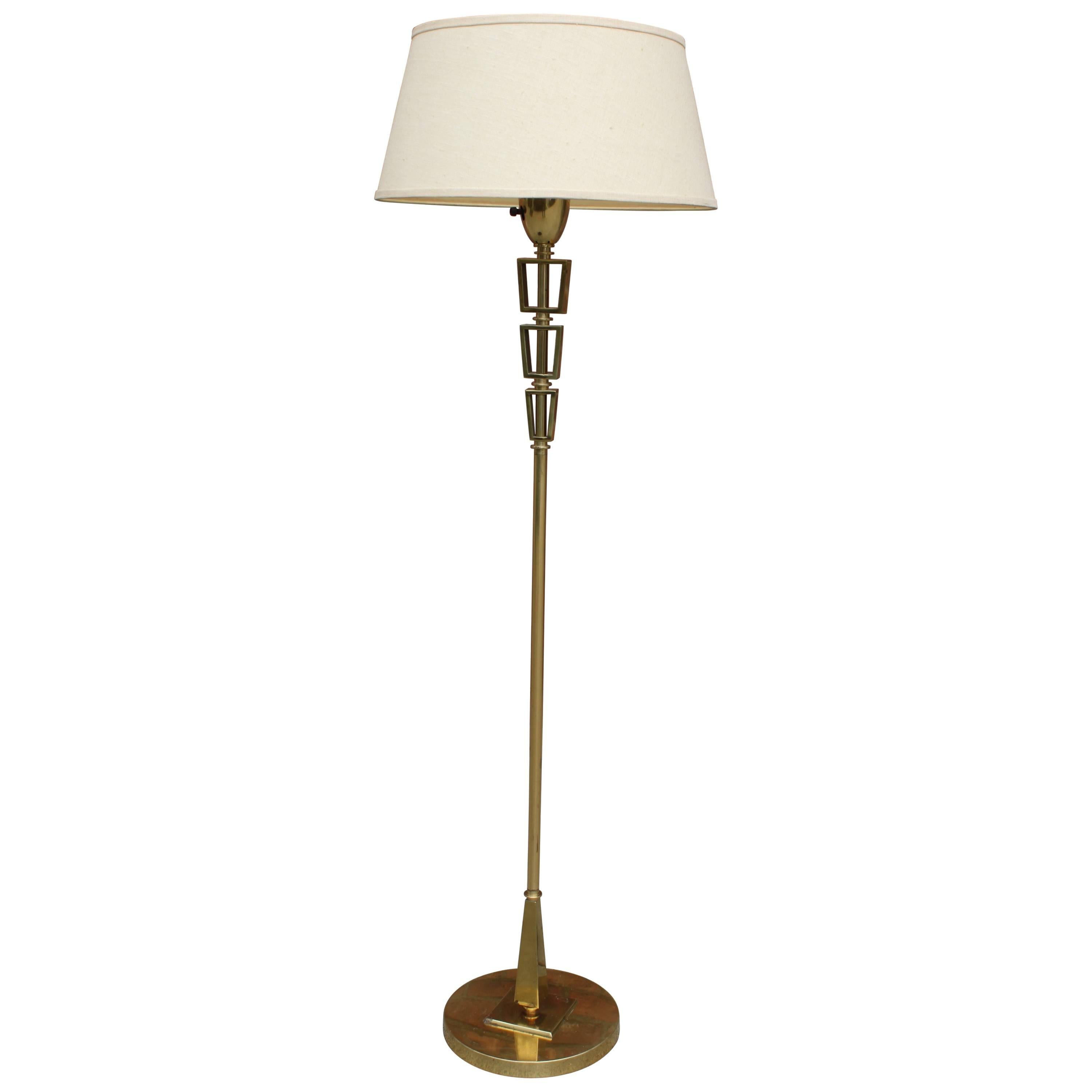 Mid-Century Modern Brass Floor Lamp For Sale