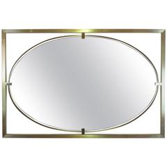 Rectangular Square Stock Brass Frame with Oval Mirror