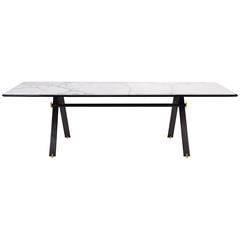 Maat Dining Table by Gallotti & Radice in Marble with Brass Details