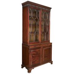 Regency Style Bookcase Cabinet with Glazed Upper Case