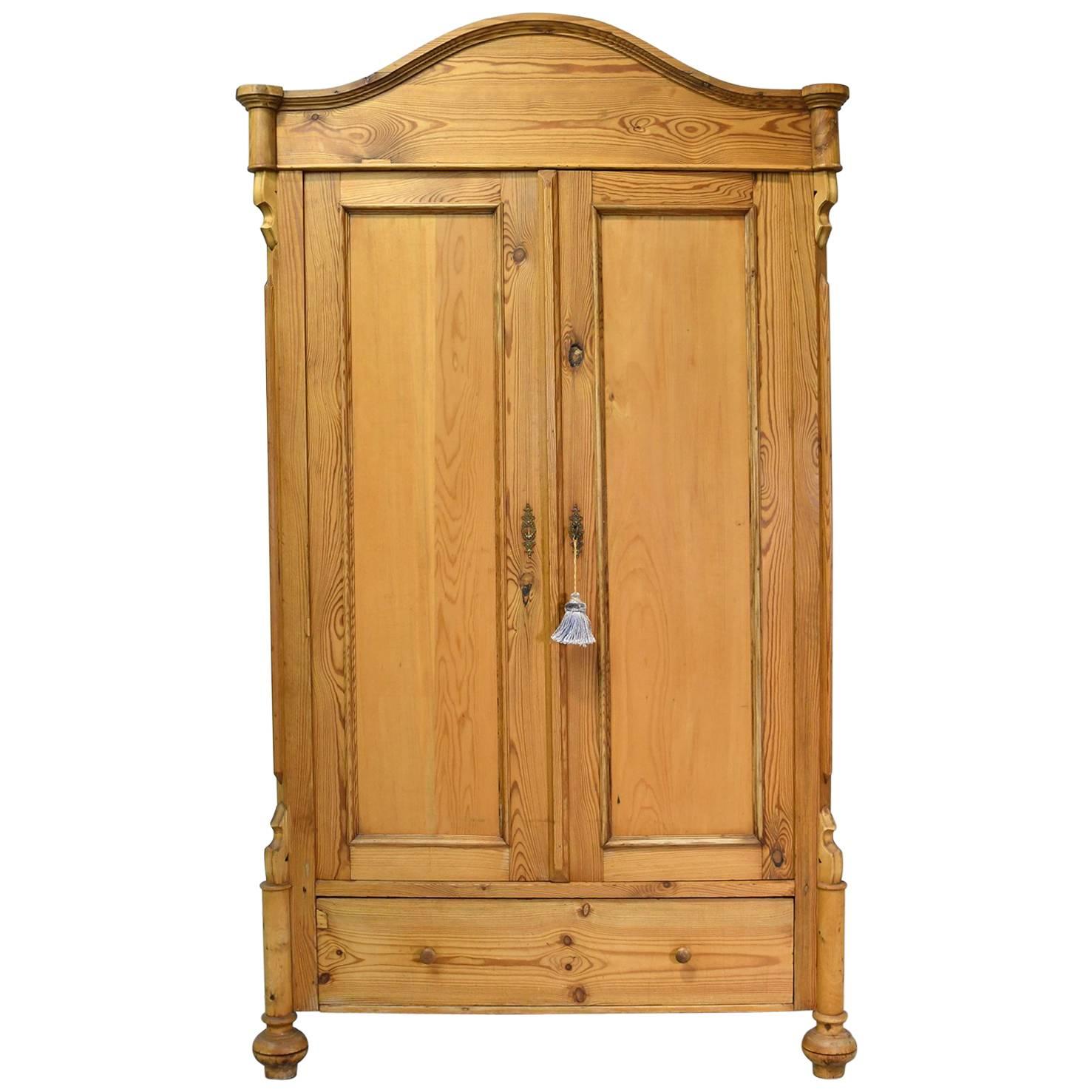 19th Century Louis Philippe Pine Armoire Outfitted with Drawers