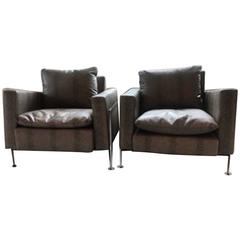 Spectacular Pair of Faux Leather Snakeskin Side, or Lounge Chairs by De Sede