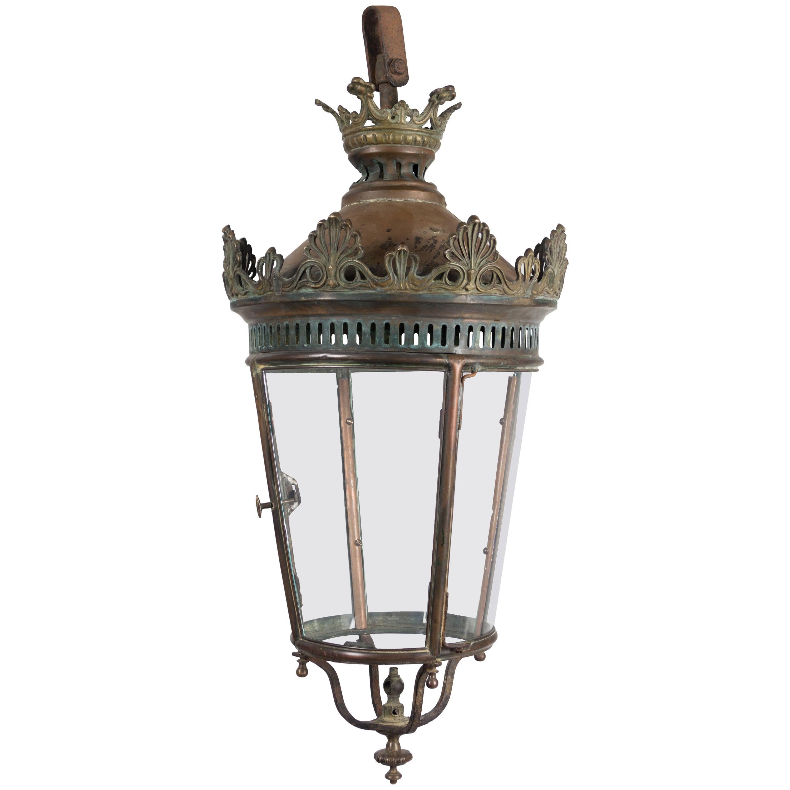 19th Century French Bronze and Copper Lantern