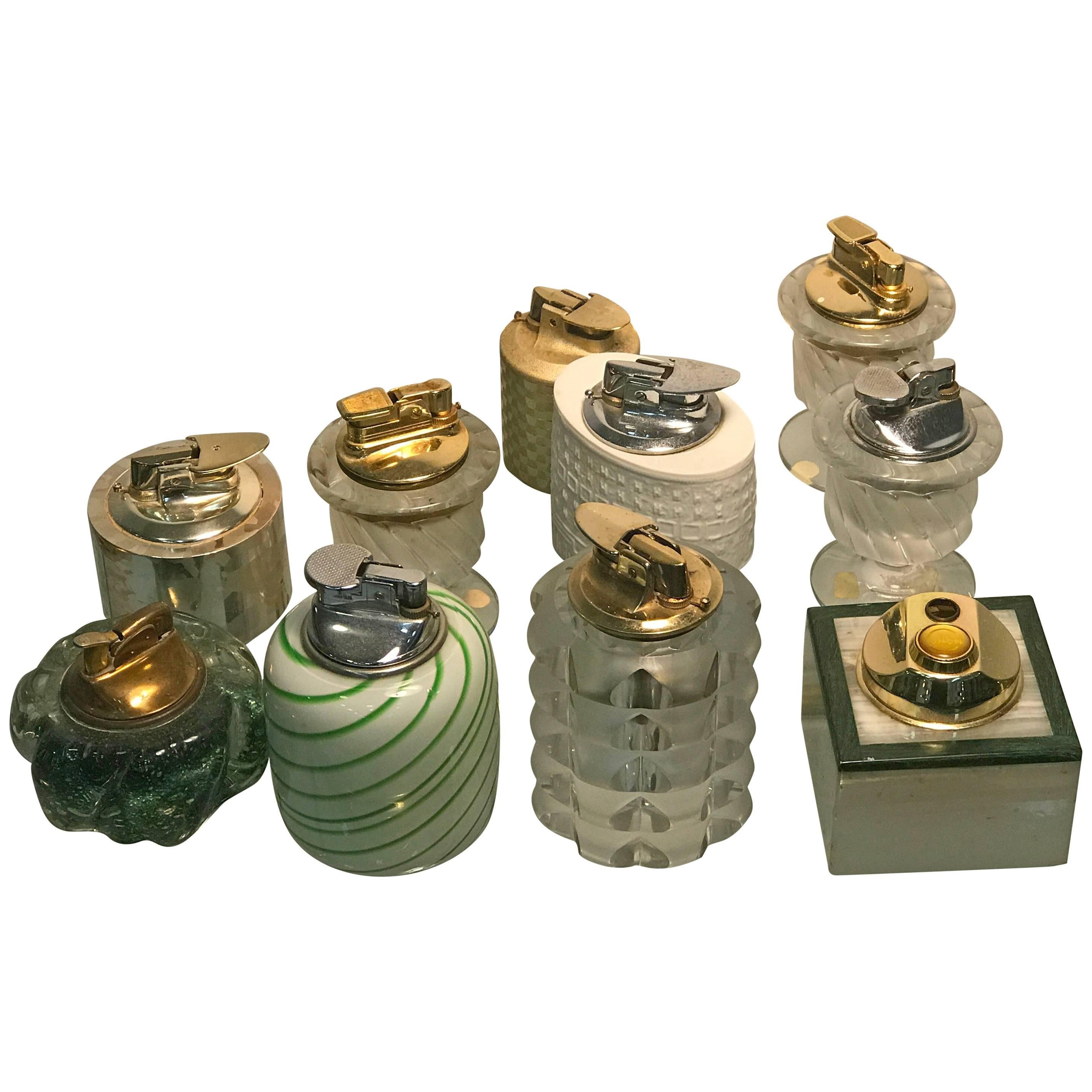 Impressive Collection of Ten Vintage Lighters Ranging in Style and Size