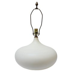 Large Mid-Century Bulbous Form Matte White Ceramic Table Lamp