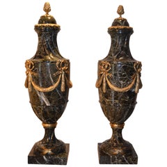 Pair of Russian Marble and Giltbronze Louis XVI Urns