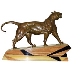 Bronze Art Deco Lion Sculpture