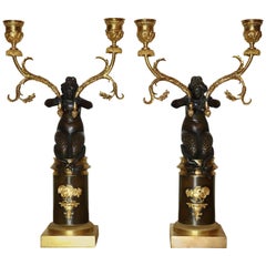 Pair of Early Empire Mermaid Candelabra Attributed to Claude Galle