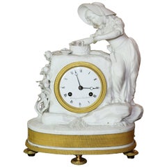 Empire Figural Bisque Porcelain and Gilt bronze Clock Cedergren Stockholm