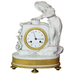 Empire Figural Bisque Porcelain and Gilt bronze Clock Cedergren Stockholm 8