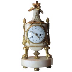 Louis XVI Giltbronze and Marble Clock Signed Barancourt a Paris