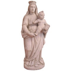 Late Gothic 14th Century Marble Figure of Madonna with Child 5