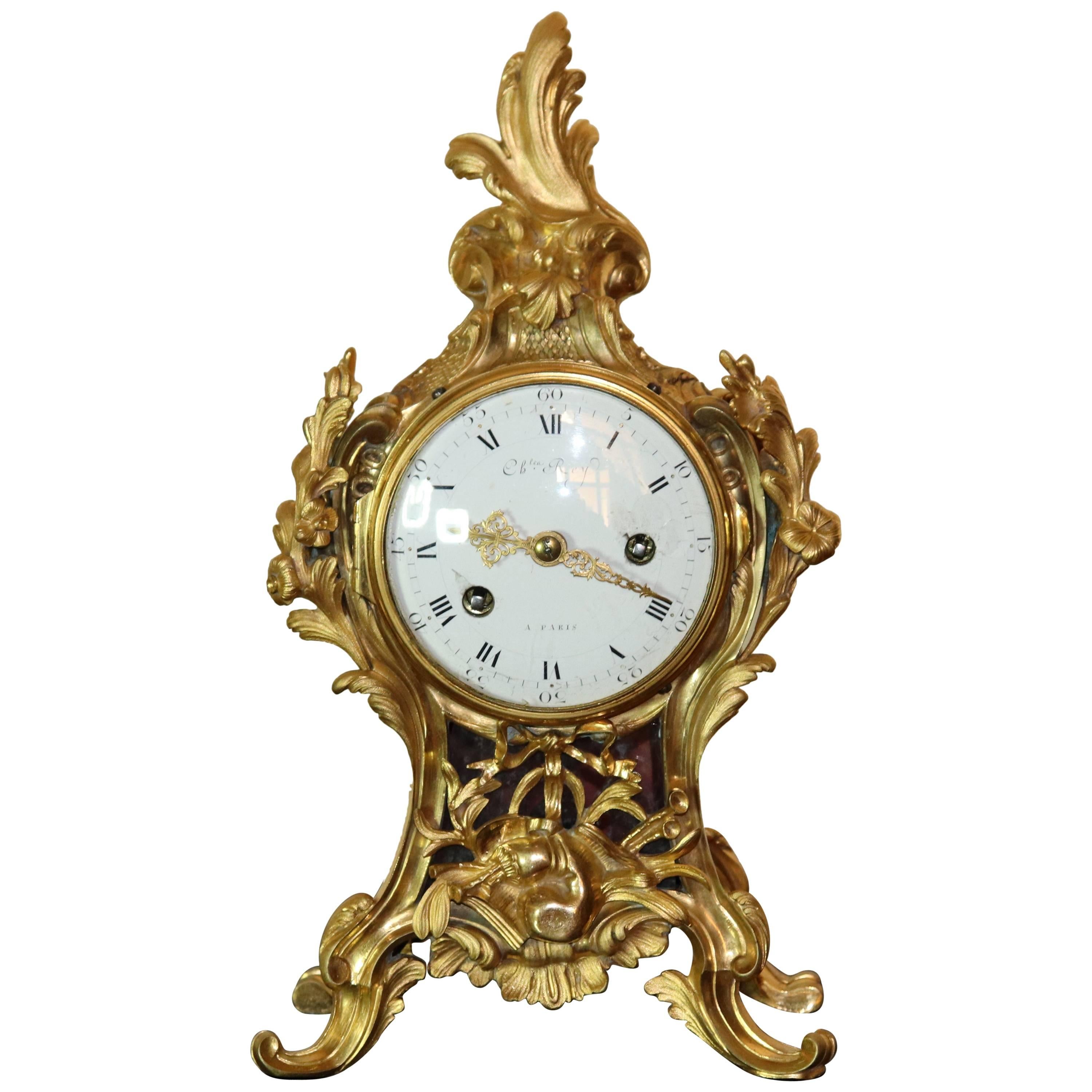 Giltbronze Rococo Mantle Clock  For Sale