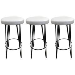 Three Vintage Wrought Iron Stools 8