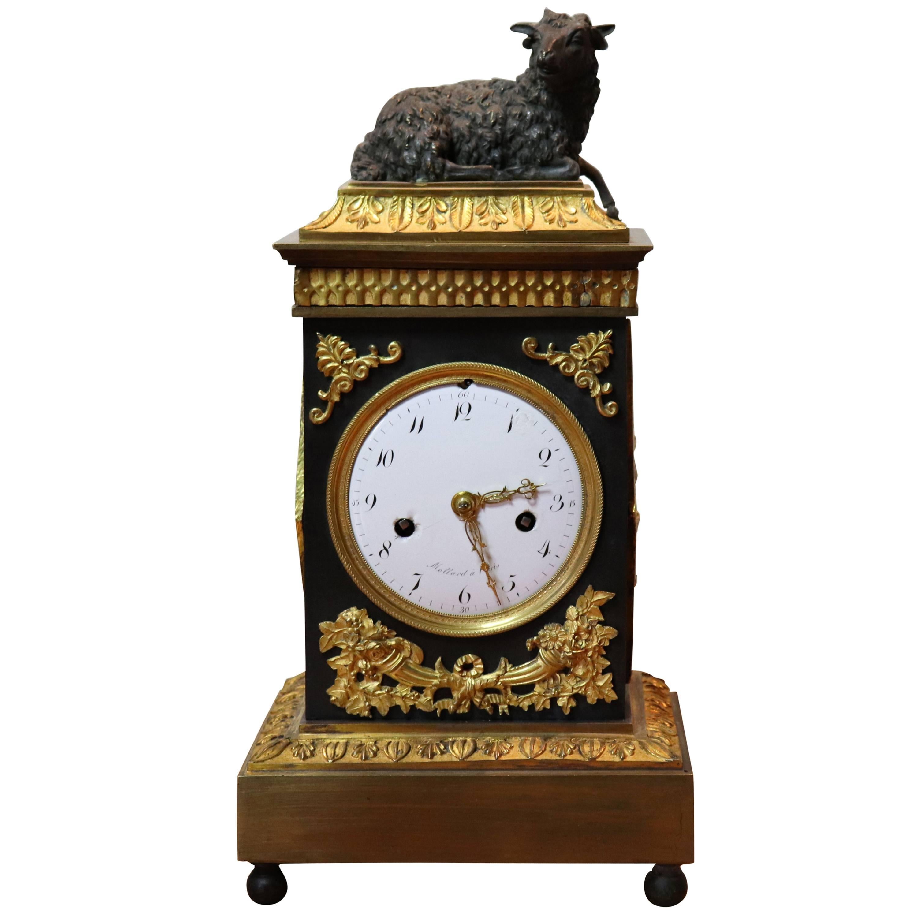 Gilt Bronze Directoire Mantle Clock  For Sale