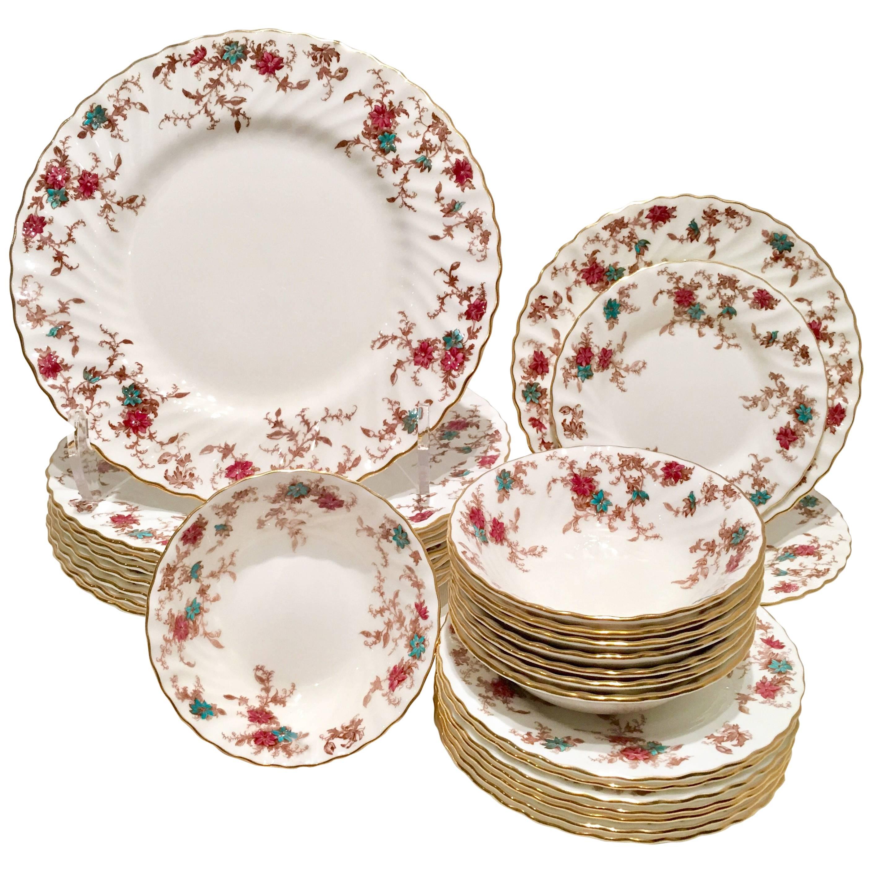 Vintage Minton England 26-Piece Set of "Ancestral" Bone China Dinnerware