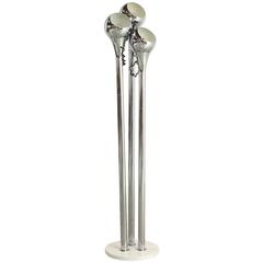Reggiani Floor Lamp with Three Chrome Spots on a White Base