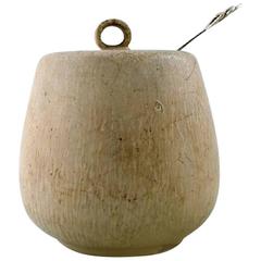 Arne Bang and Hans Hansen, Jam Jar in Stoneware Decorated with Eggshell Glaze