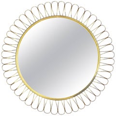 Vintage Brass "Sunflower" Mirror, 1950s