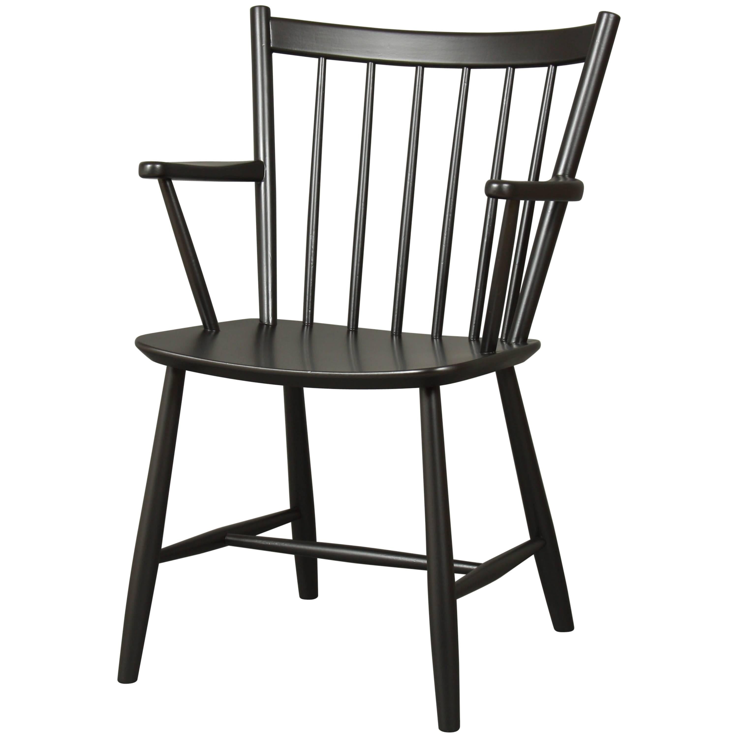 Børge Mogensen Black Dining Chair, Model J42 For Sale