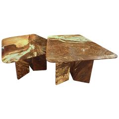 Retro Fantastic Pair of Marble Coffee Tables, circa 1970