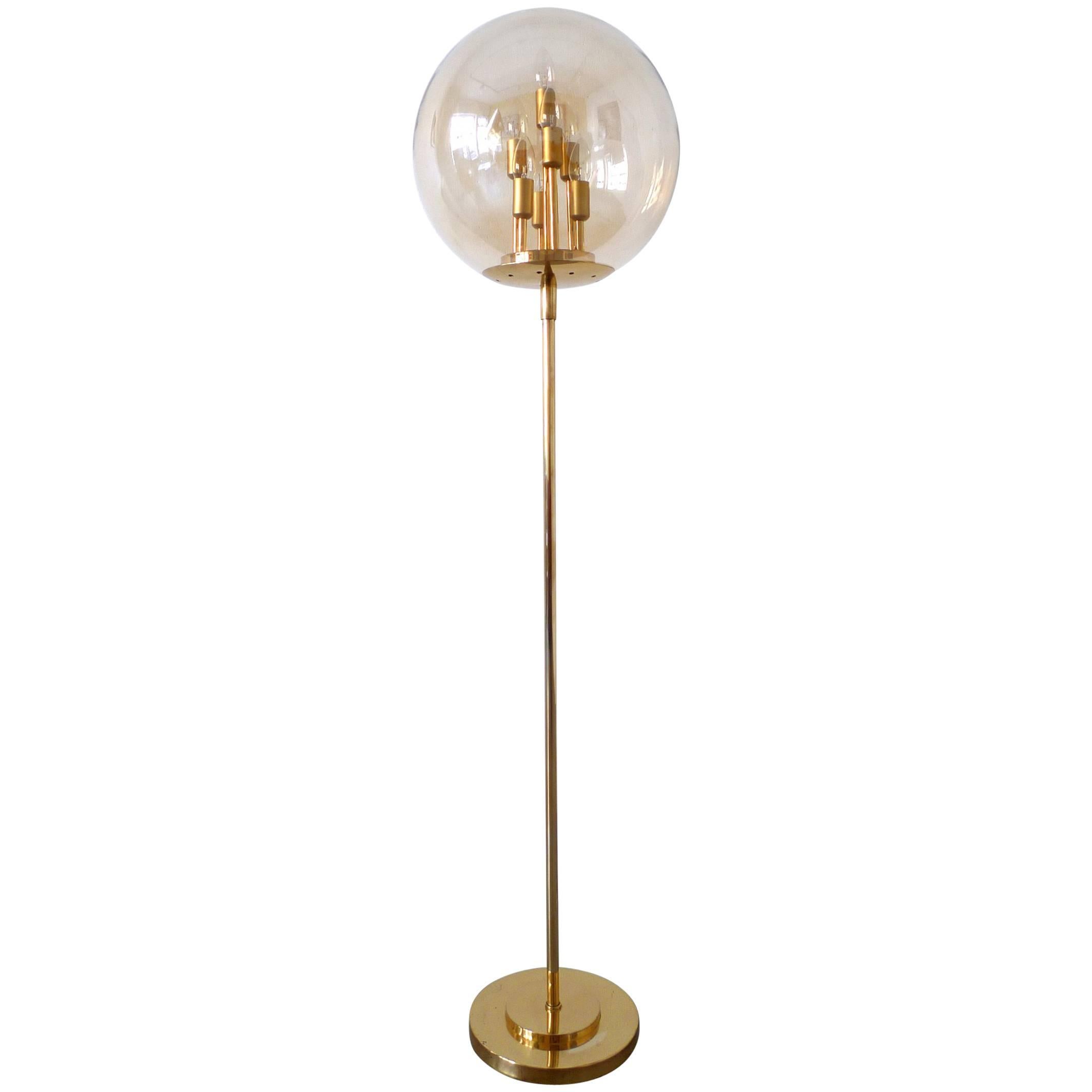 Large Brass Floor Lamp from Germany, 1970s For Sale
