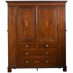 Sheraton Revival Mahogany Inlaid Combination Wardrobe 3