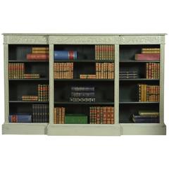 Large Painted Breakfront Open Bookcase